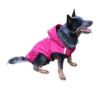 Zymoplas Adjustable Hood Poncho For Small Medium Large Dogs Premium Easy To Put On Polyester Dog Stylish And Dry, Rose red, L