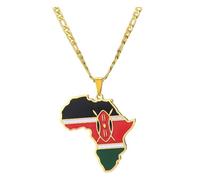 Zymoplas Africa Map Pendant Necklace Minimalist Versatile Style Gifts Stainless Steel Necklaces Lightweight And Comfortable, Kenya