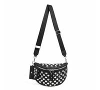 Zymoplas Bag Adjustable Sling for Women Metal Waist Earphone Bag PU Metal Material Durable for Ladies White 25717.5cm, Black
