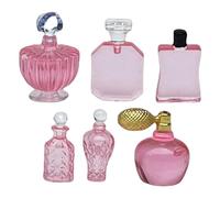 Zymoplas Beautiful 1 12 for Dollhouse Miniature Perfume Bottles Set with Tray Bathroom Accs, 6 Pcs Pink Red