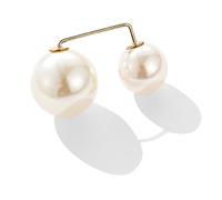 Zymoplas Bowknot Pearl Brooch Elegant Enamel Lapel Pin Gold Silver Clothes Accessory Rhinestone Blouse Sweater Clips Brooches, Gold-S222C