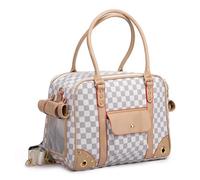 Zymoplas Breathable Mesh Pet Dog Carrier Bag Pet Cool And Comfortable During Travel PU Dog Cat Carrier Bag, white