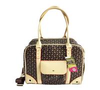 Zymoplas Breathable Mesh Pet Dog Carrier Bag Pet Cool And Comfortable During Travel PU Dog Cat Carrier Bag, coffee