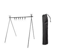 Zymoplas Camping Shelf Storage Clothes Hanger Hanging Rack Outdoors Aluminum Alloy Tools for Barbecue Backpacking Travel, Black/L