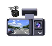 Zymoplas Car On-dash Mounted Cameras With Infrared Night Visions Easy Installation 24-hour Parking Monitoring ABS With Battery, Triple recording