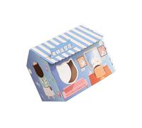 Zymoplas Cat House with Scratch Pad Durable Corrugated Cardboard for Training Toy Cats Pet Scratching, Blue