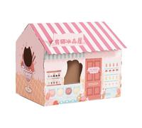 Zymoplas Cat House with Scratch Pad Durable Corrugated Cardboard for Training Toy Cats Pet Scratching, Pink