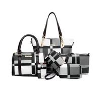 Zymoplas Chic Handbag Tote Purse Wallet Key Case Set Made With PU Scratch Resistant Ladies Purse Set Handbag Set Wide Application, black