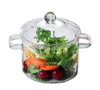 Zymoplas Clear Glass Saucepan Master Piece in Making Instant Noodles Simmer Pot for Stove Potpourri Clear Simmer Pot for Stove, Double handle1500ml