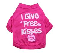 Zymoplas Clothes Shirt Summer Kiss Letter Printing Fashion Costumes Stretchy Accessories for Small Dogs Chihuahua Puppy, Rose Red, M