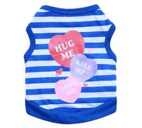 Zymoplas Clothing Summer Vests Letter Stripes Printed Fashion Costumes Round Collar Apparel Jacket Beauty Dogs Chihuahua, blue, XS