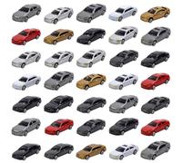 Zymoplas Color Random 1:87 Model Car Miniature Layout Plastic Simulation Display Building Kids Presents Railway Toy Set, 50 Pcs