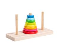 Zymoplas Colorful Rings Toy For Cognitive Skills Development Wood Teaching Aids In Tower Of Hanoi Building Block Arhat Tower, 8 layers of color