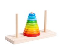 Zymoplas Colorful Rings Toy For Cognitive Skills Development Wood Teaching Aids In Tower Of Hanoi Building Block Arhat Tower, 10 layers of color