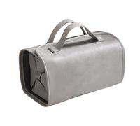 Zymoplas Compact Toiletry Bag with Split Organizing Essential Cosmetics PU Makeup Organizer Bag Travel Toiletry Bag Cosmetic Bag, Grey