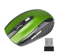 Zymoplas Computer 2.4Ghz Wireless Optical Mouse with USB Receiver Low Delay 6 Keys Plastic Gaming Mice Desktop PC Portable, Green, 98 * 59 * 30mm