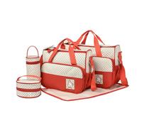 Zymoplas Convenient Diaper Bag - Durable Large Capacity Waterproof Polyester Maternity Trolley Nappy Bag Sets Multi-functional, red