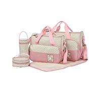 Zymoplas Convenient Diaper Bag - Durable Large Capacity Waterproof Polyester Maternity Trolley Nappy Bag Sets Multi-functional, pink