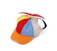 Zymoplas Cotton Pet Propeller Hat Colorful Detachable Sunproof Adjustable Replacement Summer Outdoor Decorative Cap Headgear, Orange, L