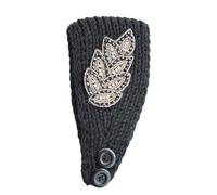 Zymoplas Crochet Headbands Windproof Leaves Pattern Head Wrap Wide Ear Warmer Headband Hairband Hair Accessories for Women, Black