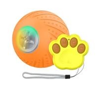 Zymoplas Dog Toy Low Noise Two Working Modes Teeth Friendly Silica Gel Cat Ball Dog Ball Cat Toy Pet Has Strong Battery Life, English Orange, Remote control