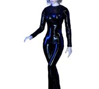 Zymoplas Doll Clothes One-piece Faux PU Leather Zipped Outfit for 12 White Red Model Accessories Touching Tights Body Toys , black
