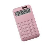 Zymoplas Dual Power 12-Digit Desktop Calculator LCD Display for Home Office Efficient and Reliable Solar Battery, Pink, Desktop