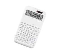 Zymoplas Dual Power 12-Digit Desktop Calculator LCD Display for Home Office Efficient and Reliable Solar Battery, Beige White, Desktop