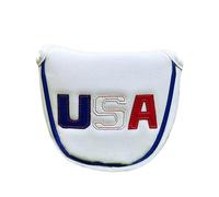Zymoplas Durable Club Unique Embroidered Cover Identification Round Cover PU Club With Lining Flag Half Round, White USA Half Circl