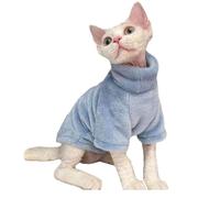Zymoplas Easy To Clean Hairless Cat Outerwear - Furry Friend S Clothing Fresh And Clean Flannel Hairless Cat Winter Warm Clothes, blue, L