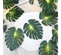 Zymoplas Eco Friendly LED Fairy Lights with Turtle Leaves - Parties and Events, Summer, Artificial Party Leaf, Office, Balcony, No.3, 1.5m 10 Bulbs