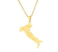 Zymoplas Ethnic Italian Country Map Pendant Friendship Necklace Stainless Steel Portable Patriotic Necklaces Chain Gifts, Gold