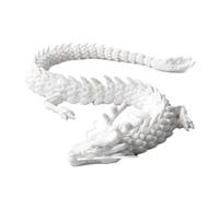 Zymoplas Exquisite Elegant Decoration 3D Printed Articulated Dragon Plastic 3D Printed Chinese Dragon Ornaments Toy Handmade, white, 30CM
