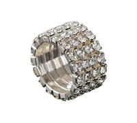 Zymoplas Fashionable Friendship Ring With Sparkling Diamonds With Diamonds Inlays Shining In Life Workmanship Is Exquisite, silver, 4 rows