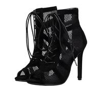 Zymoplas Fashionable High Heel Sandals for Women Stylish and Breathable Leather Women Sandals Dance Shoes for Boots Durable, Black, 36