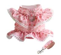Zymoplas Floral Printed Pet Clothes Leash Set Walking Control Vest Harness Animal Padded Halter Clothing Supplies, S