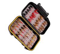 Zymoplas Fly Fishing Flies Set Waterproof with Storage Box Wet Artificial Assortment Bait Hooks Professionals Beginners Anglers