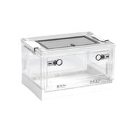 Zymoplas Foldable Box Reptile Case Breeding Cage Transparent ABS Household Accessories Folding Design Craftsmanship Multipurpose, S/White