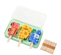 Zymoplas Fun Shapes Stackable Ice Cream Molds with Wooden Sticks Stackable for Space Saving Popsiclse Molds with Sticks Cake Mold, D
