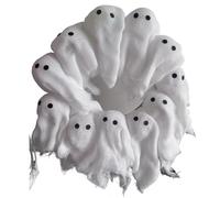 Zymoplas Ghosts Wreath 12 LED Light-Up Halloween Garland Front Door And Wall Decor Polyester Led Light-up White Ghosts Garland