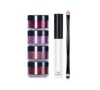 Zymoplas Glitter Lip Kit Shinning with Double-ended Brush Kissproof Lipstick Light Weight Lipgloss Beauty Accessory Makeup Tools, Red-colored item