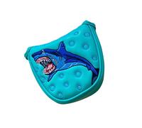 Zymoplas Golf Mallet Putter Head Cover Closure Embroidered for Golf Club Premium and Long-lasting Shark Magnetic, Half Round - Sea Blue Shark