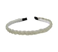 Zymoplas Hair Accessories Handmade Bride Women Headband Simple Clothes Matching Adjustable Hairband Adults Using Supplies, Silver White