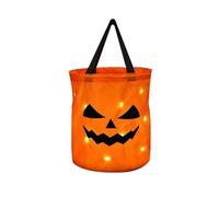 Zymoplas Halloween Candy Bucket With LED Light Cute Pumpkin Pattern Making Halloween Party Look Different At Night And Bringing, Orange Red 1