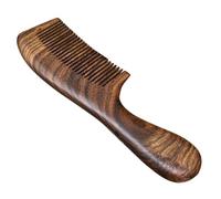Zymoplas Handcraft Sandalwood Wood Comb Unisex Compact Anti-static Fine-tooth Combs Home Supplies with Handle Accessories