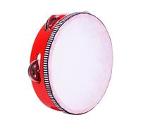 Zymoplas Handheld Tambourine Lightweight And Portable Music With Anywhere Wood Wooden Round Tambourine Hand Held Tambourine Gifts , red , 6inch