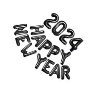 Zymoplas Happy New Year 2024 Foil Balloon For Safe And Easy Inflation Metal Home Wide Application School Eco-friendly Reusable, Black