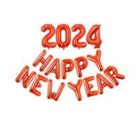 Zymoplas Happy New Year 2024 Foil Balloon For Safe And Easy Inflation Metal Home Wide Application School Eco-friendly Reusable, Red