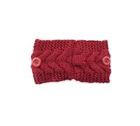 Zymoplas Headband Elastic Head Protector with Buttons Knitted Crocheted Multicolor Wide Ladies Ear Muffs Gifts for Women, Claret