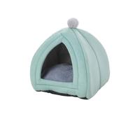 Zymoplas Household Portable Pet Home Indoor Living Room Winter Resting Nest Plush PP Cotton Sleeping Tent House Pets Supplies, Green, 40x40x42cm